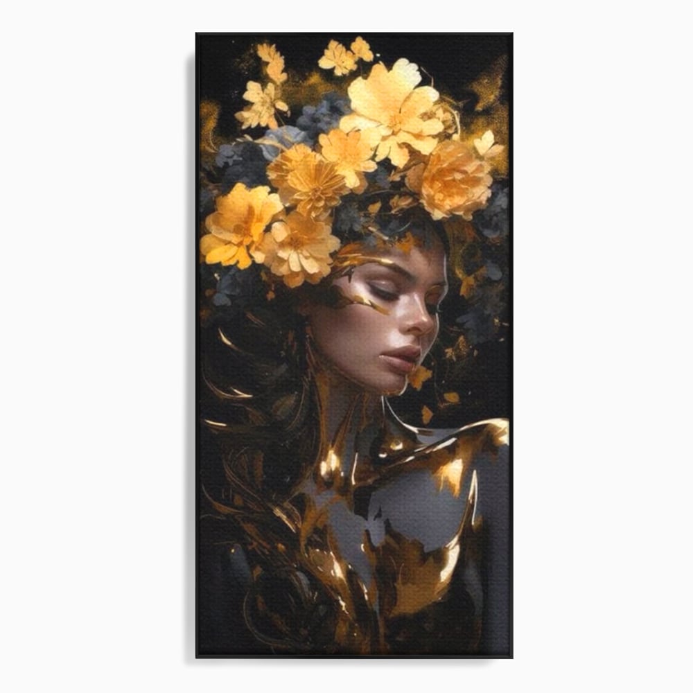Tablou Canvas Premium LuxCanva® G1038, Zeita Toamnei , Splendoare, Flori, Aur, Metamorfoza, Regalitate, Solar, Divin, Gold, Living, Dormitor