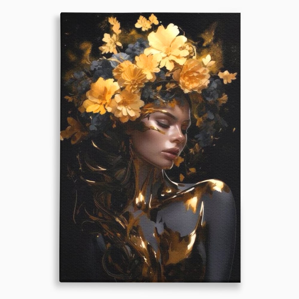 Tablou Canvas Premium LuxCanva® G1038, Zeita Toamnei , Splendoare, Flori, Aur, Metamorfoza, Regalitate, Solar, Divin, Gold, Living, Dormitor
