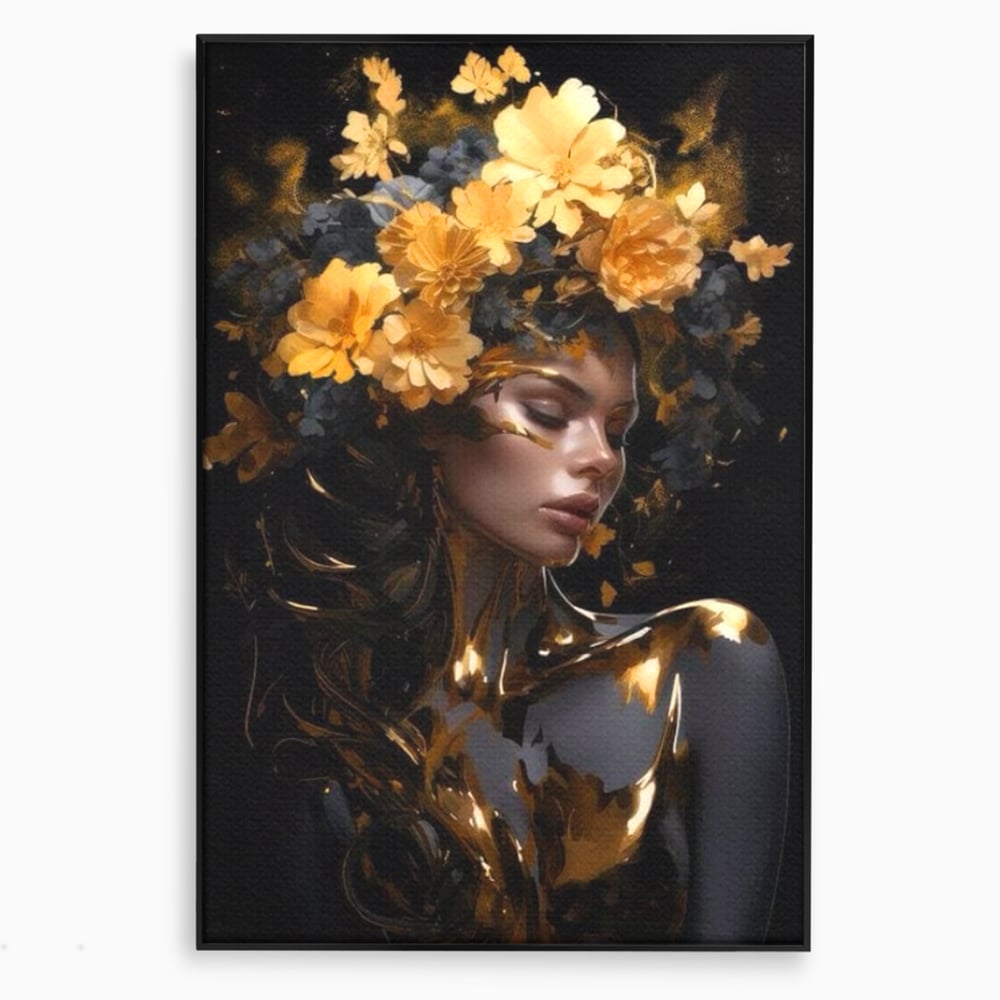 Tablou Canvas Premium LuxCanva® G1038, Zeita Toamnei , Splendoare, Flori, Aur, Metamorfoza, Regalitate, Solar, Divin, Gold, Living, Dormitor