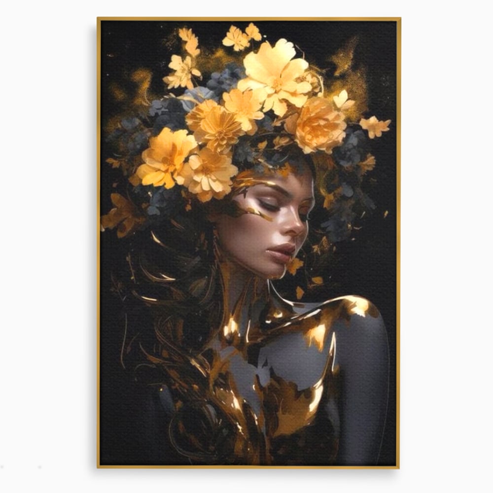 Tablou Canvas Premium LuxCanva® G1038, Zeita Toamnei , Splendoare, Flori, Aur, Metamorfoza, Regalitate, Solar, Divin, Gold, Living, Dormitor
