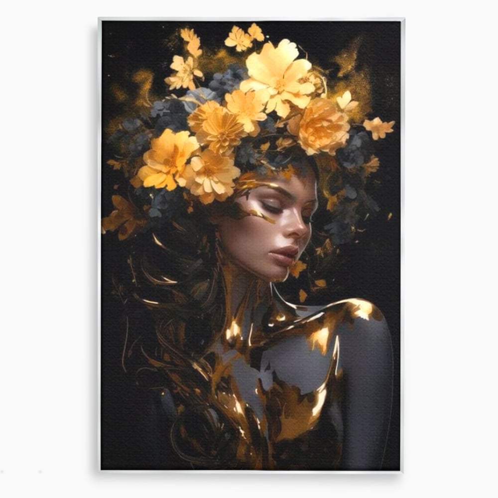 Tablou Canvas Premium LuxCanva® G1038, Zeita Toamnei , Splendoare, Flori, Aur, Metamorfoza, Regalitate, Solar, Divin, Gold, Living, Dormitor