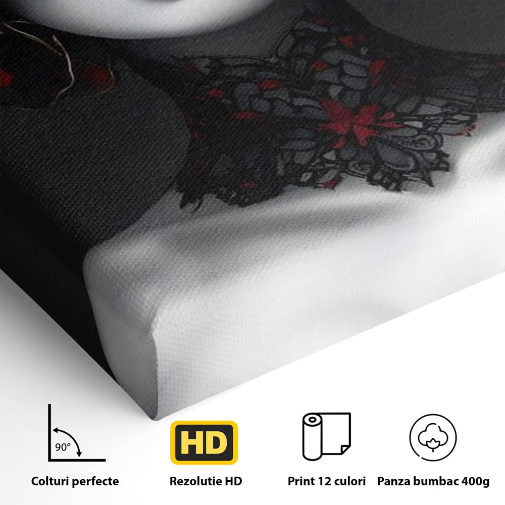 Tablou Canvas Premium LuxCanva® G1040, Senzualitate Gotica , Masca, Florala, Intunecat, Mister, Pasiune, Dramatic, Dantela Living, Dormitor