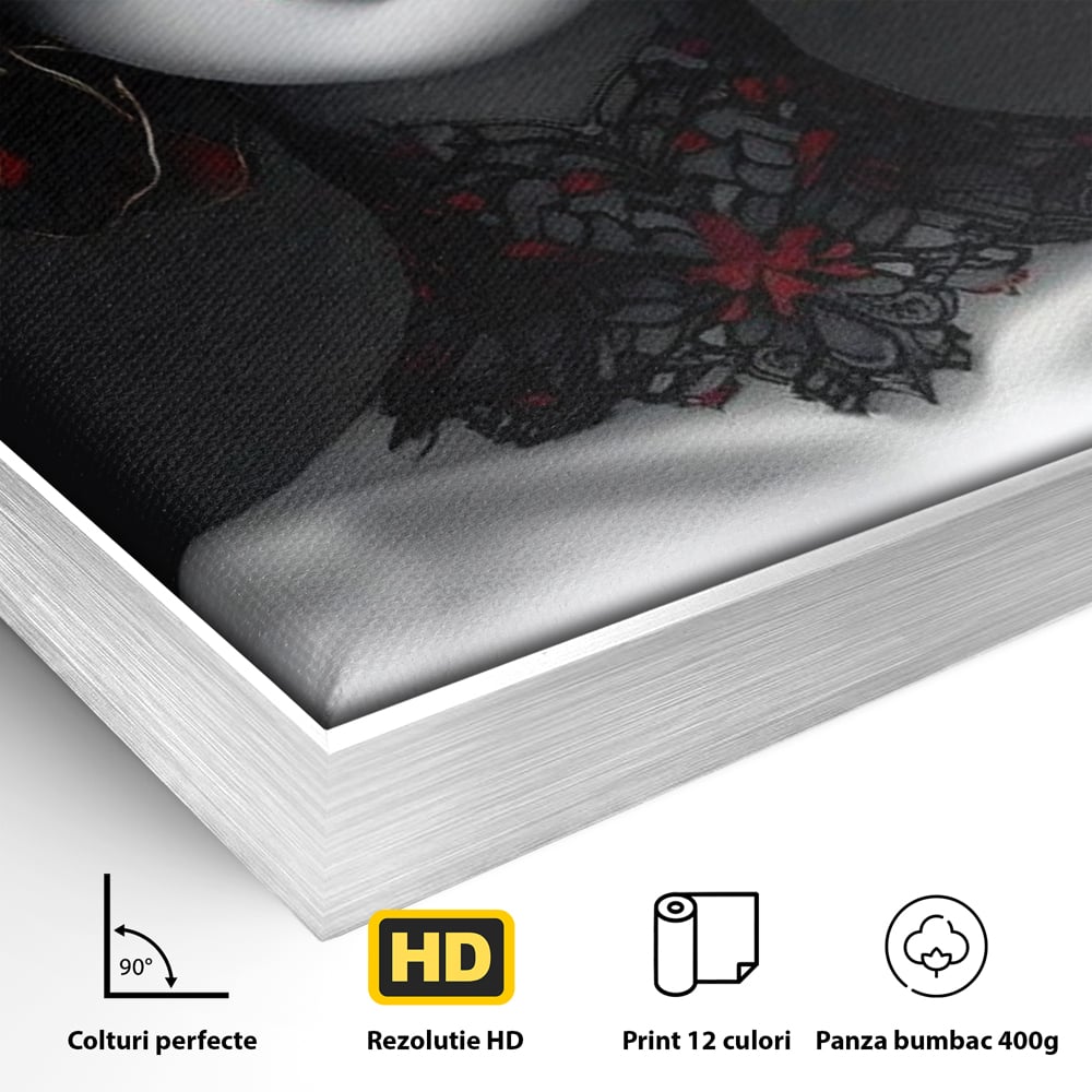 Tablou Canvas Premium LuxCanva® G1040, Senzualitate Gotica , Masca, Florala, Intunecat, Mister, Pasiune, Dramatic, Dantela Living, Dormitor