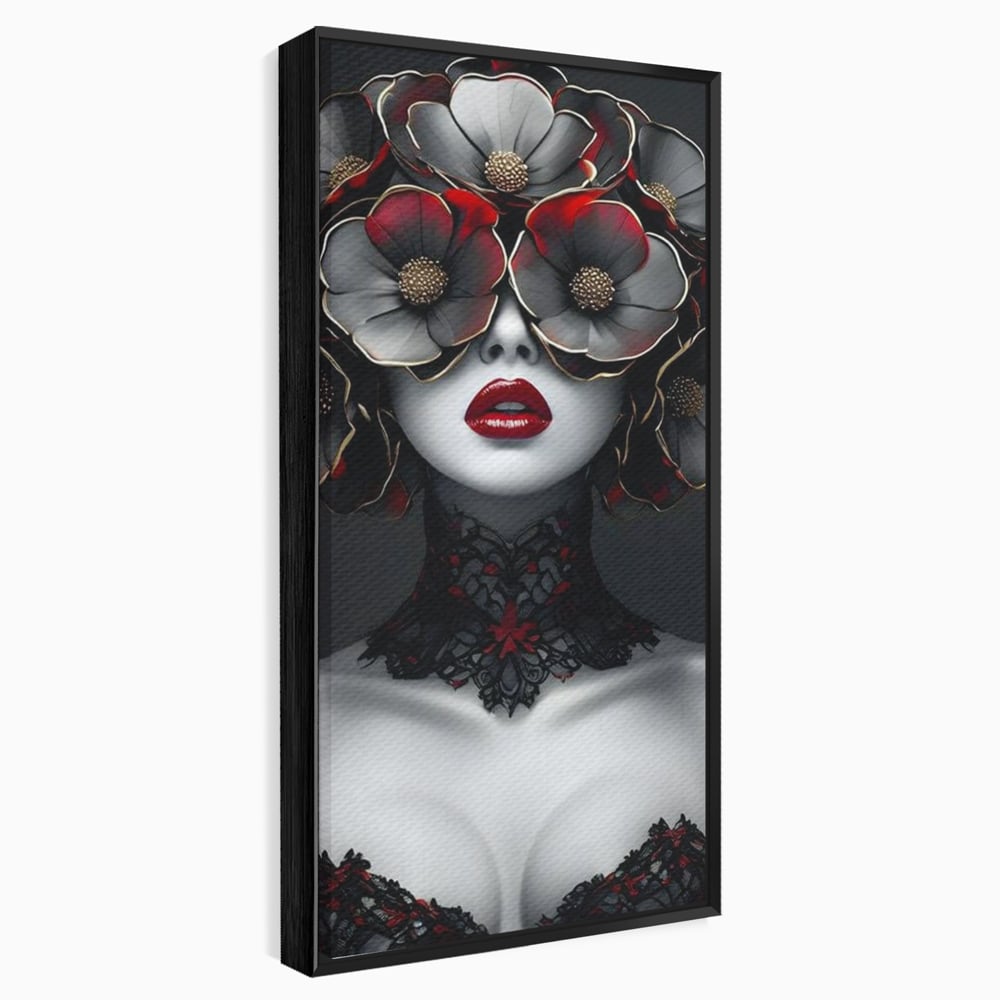 Tablou Canvas Premium LuxCanva® G1040, Senzualitate Gotica , Masca, Florala, Intunecat, Mister, Pasiune, Dramatic, Dantela Living, Dormitor