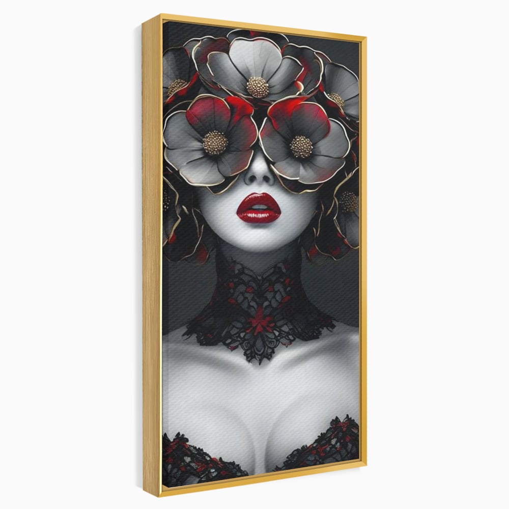 Tablou Canvas Premium LuxCanva® G1040, Senzualitate Gotica , Masca, Florala, Intunecat, Mister, Pasiune, Dramatic, Dantela Living, Dormitor