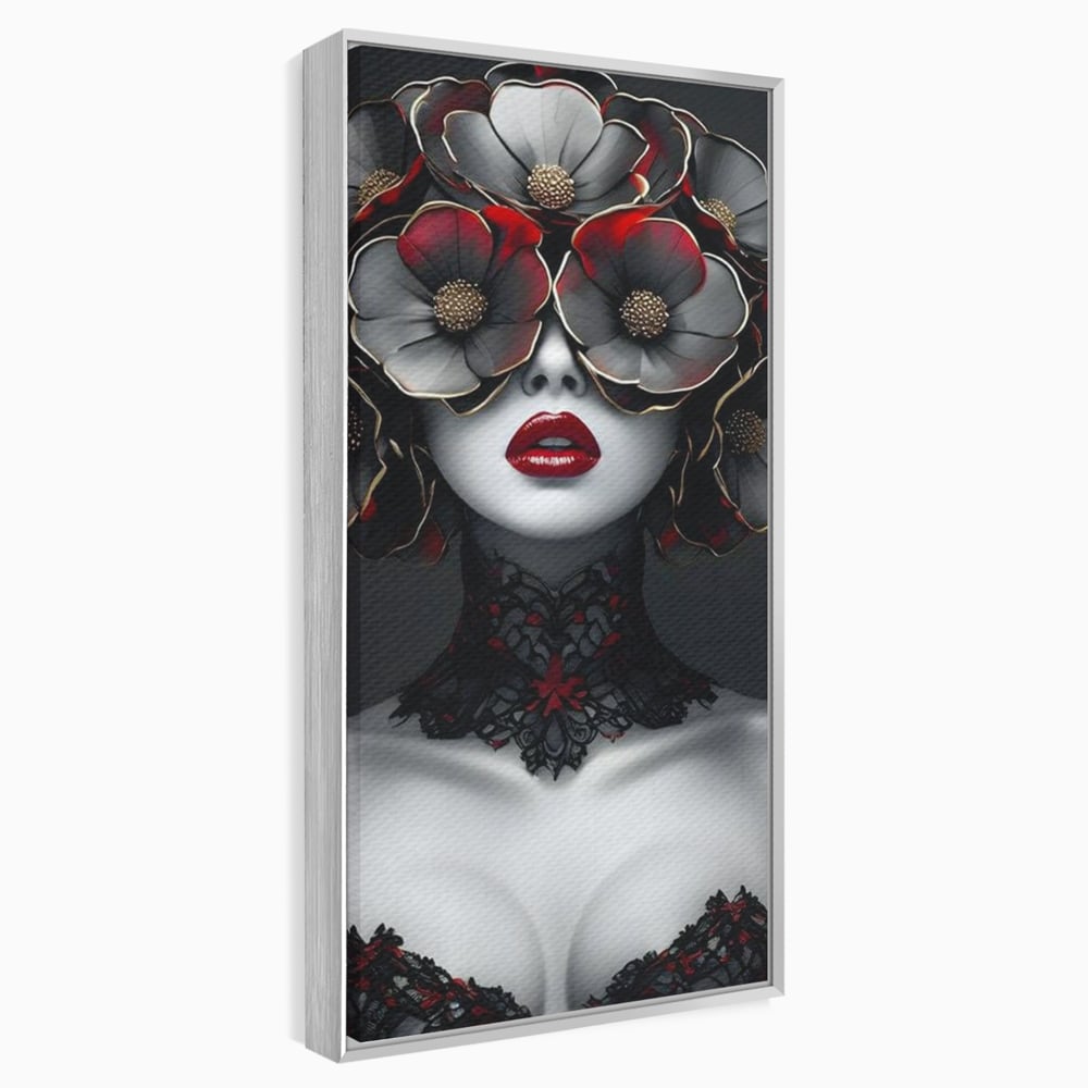 Tablou Canvas Premium LuxCanva® G1040, Senzualitate Gotica , Masca, Florala, Intunecat, Mister, Pasiune, Dramatic, Dantela Living, Dormitor