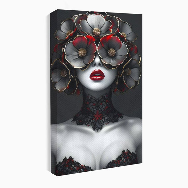 Tablou Canvas Premium LuxCanva® G1040, Senzualitate Gotica , Masca, Florala, Intunecat, Mister, Pasiune, Dramatic, Dantela Living, Dormitor