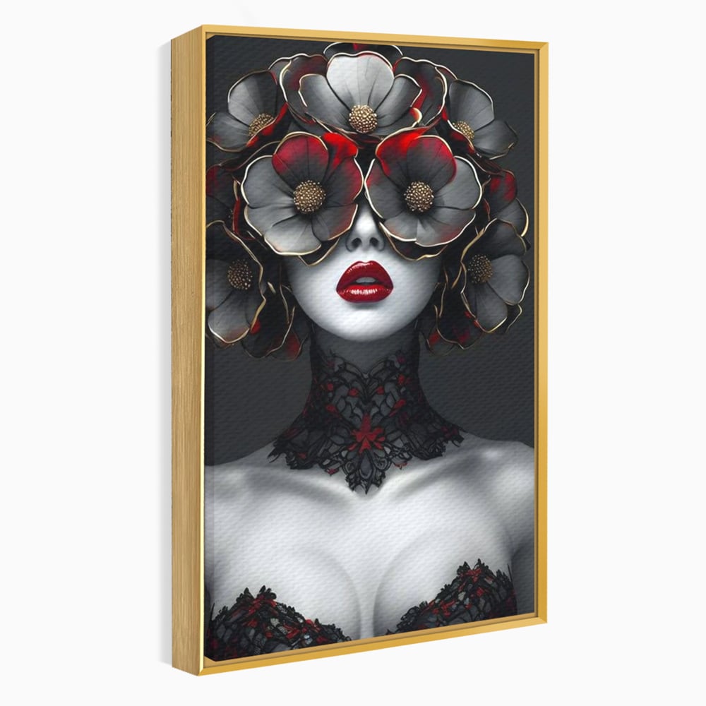 Tablou Canvas Premium LuxCanva® G1040, Senzualitate Gotica , Masca, Florala, Intunecat, Mister, Pasiune, Dramatic, Dantela Living, Dormitor