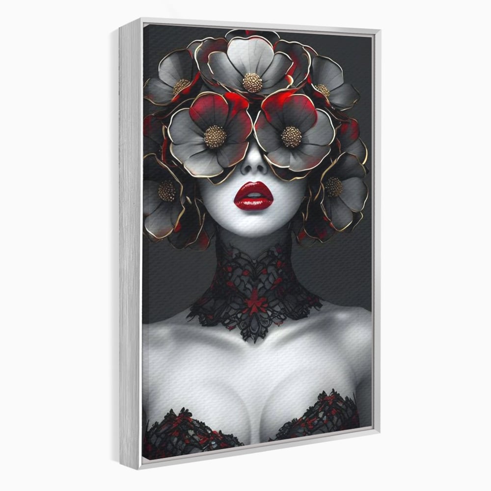 Tablou Canvas Premium LuxCanva® G1040, Senzualitate Gotica , Masca, Florala, Intunecat, Mister, Pasiune, Dramatic, Dantela Living, Dormitor