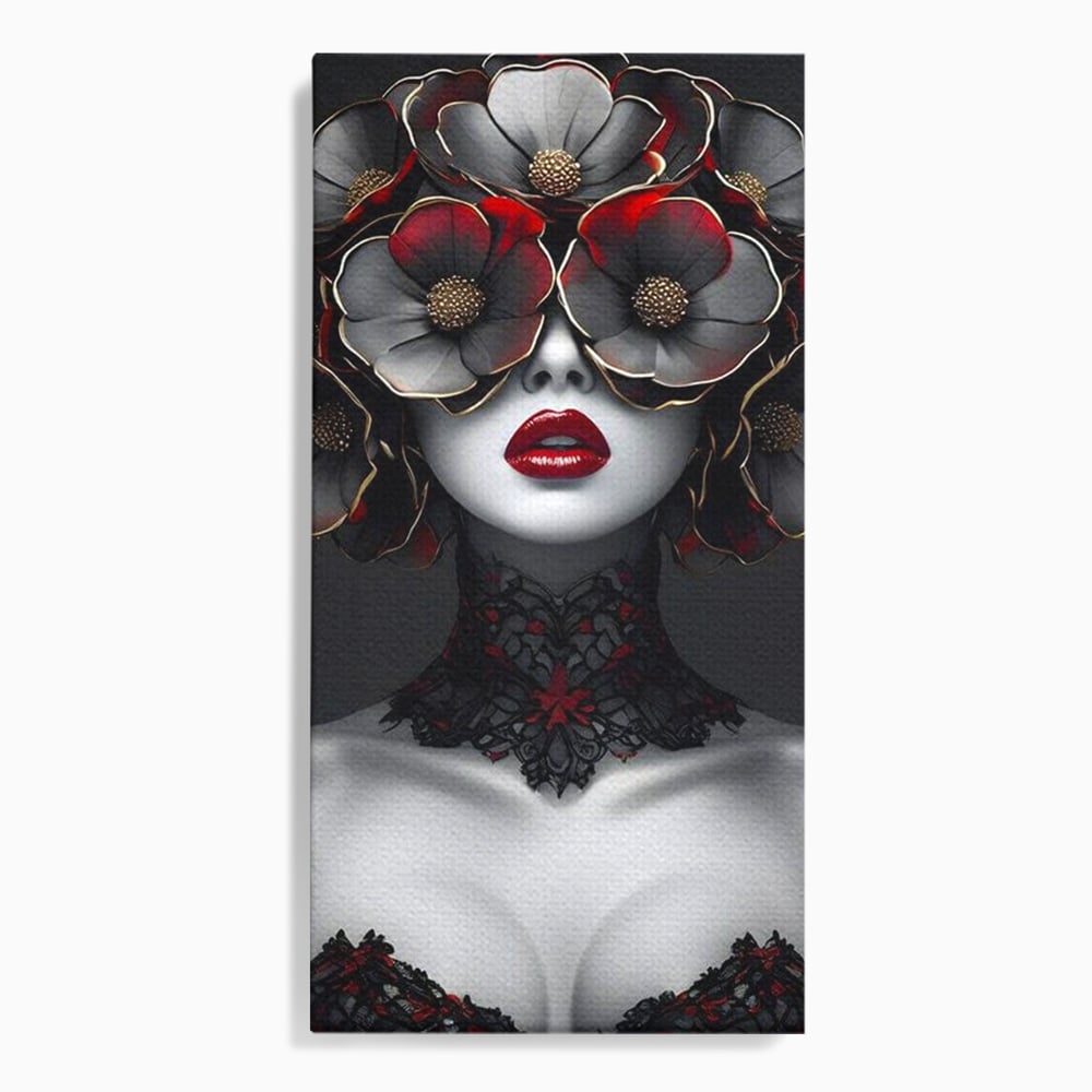 Tablou Canvas Premium LuxCanva® G1040, Senzualitate Gotica , Masca, Florala, Intunecat, Mister, Pasiune, Dramatic, Dantela Living, Dormitor