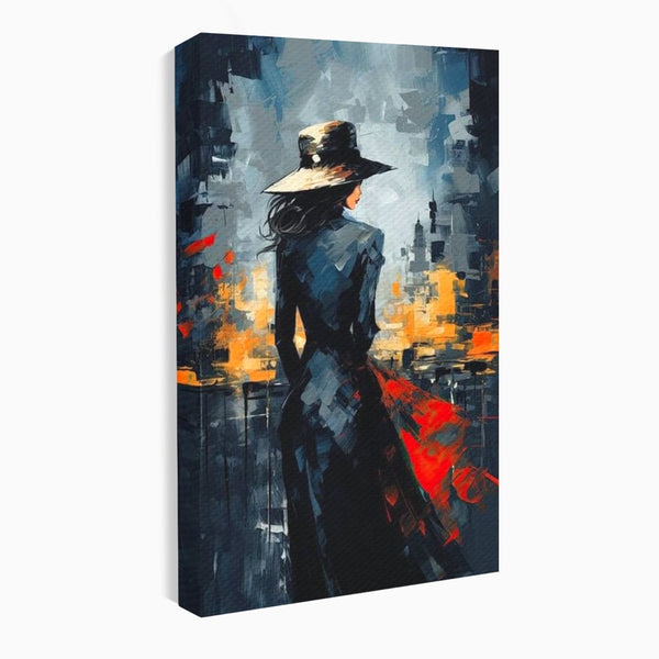 Tablou Canvas Premium LuxCanva® G1041, Privind spre Necunoscut , Oras, Visare, Orizont, Trecut, Viitor, Apus, Mister, Palarie, Living, Dormitor