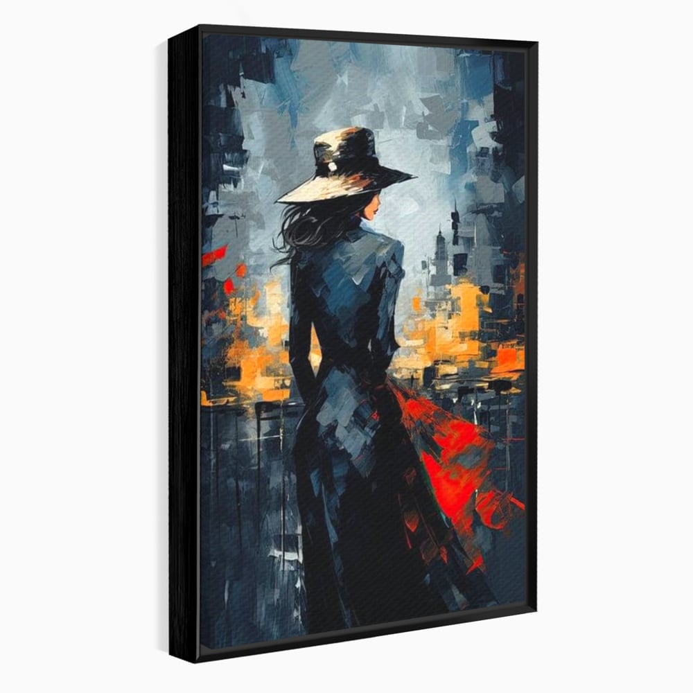 Tablou Canvas Premium LuxCanva® G1041, Privind spre Necunoscut , Oras, Visare, Orizont, Trecut, Viitor, Apus, Mister, Palarie, Living, Dormitor