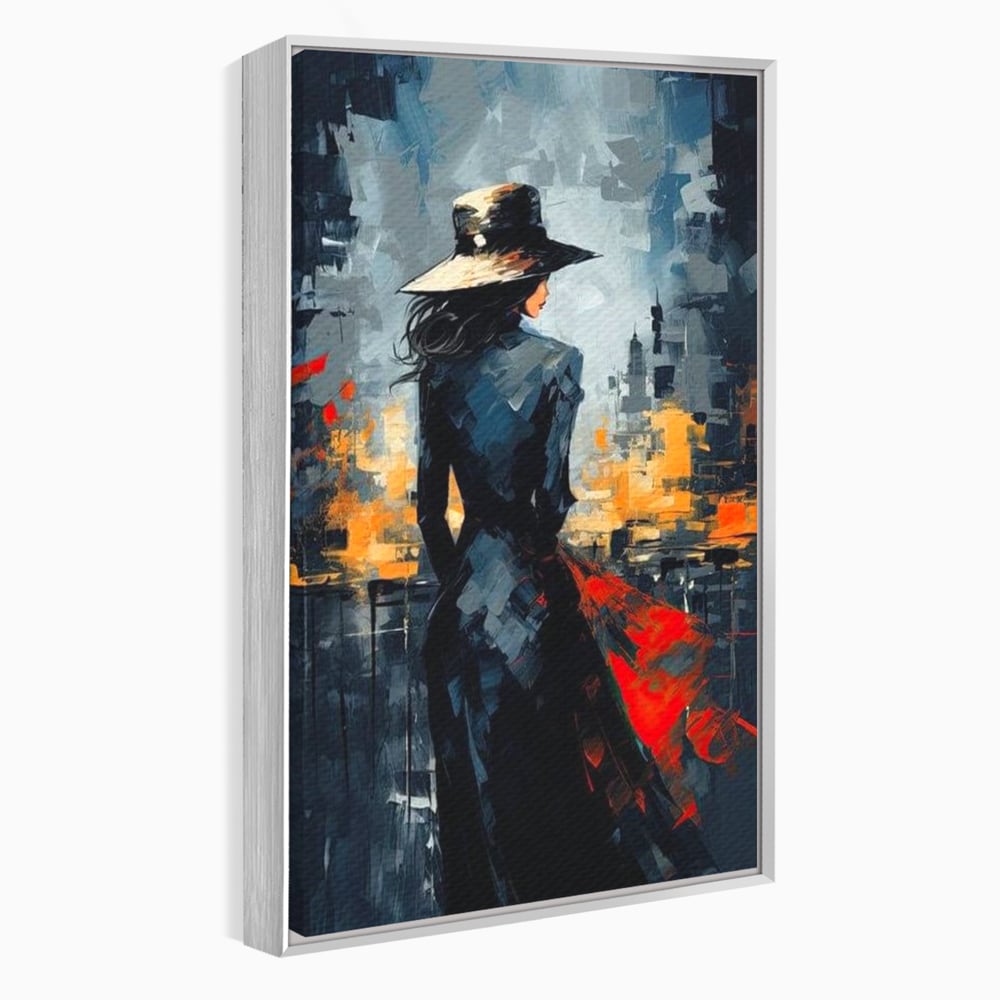 Tablou Canvas Premium LuxCanva® G1041, Privind spre Necunoscut , Oras, Visare, Orizont, Trecut, Viitor, Apus, Mister, Palarie, Living, Dormitor