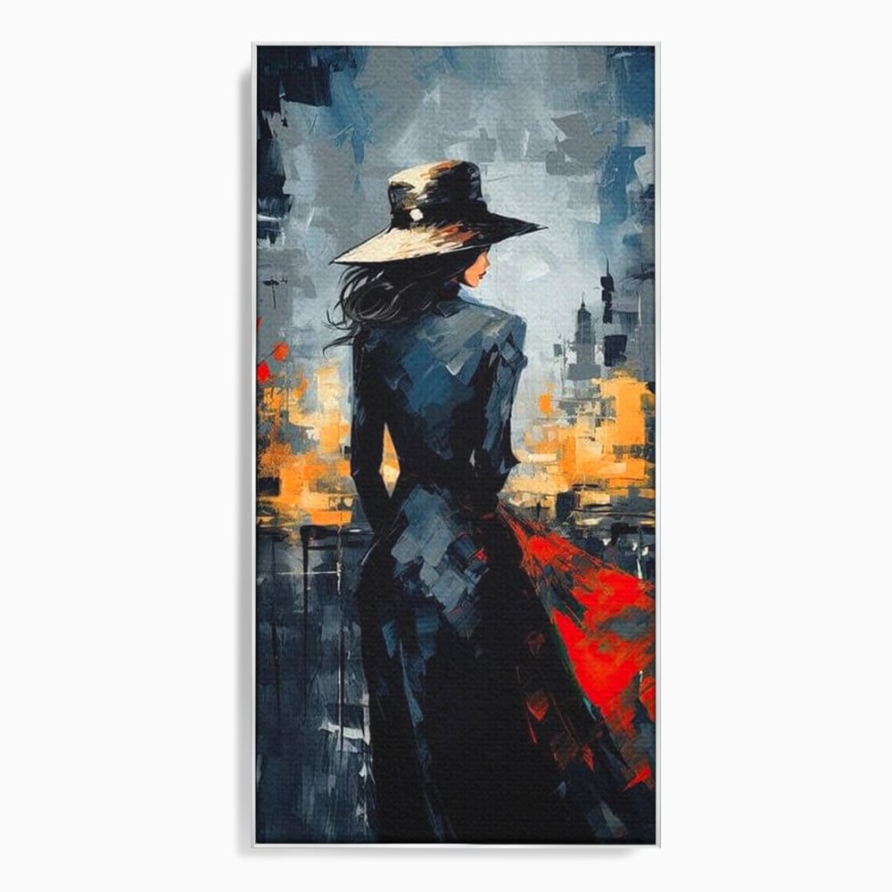 Tablou Canvas Premium LuxCanva® G1041, Privind spre Necunoscut , Oras, Visare, Orizont, Trecut, Viitor, Apus, Mister, Palarie, Living, Dormitor