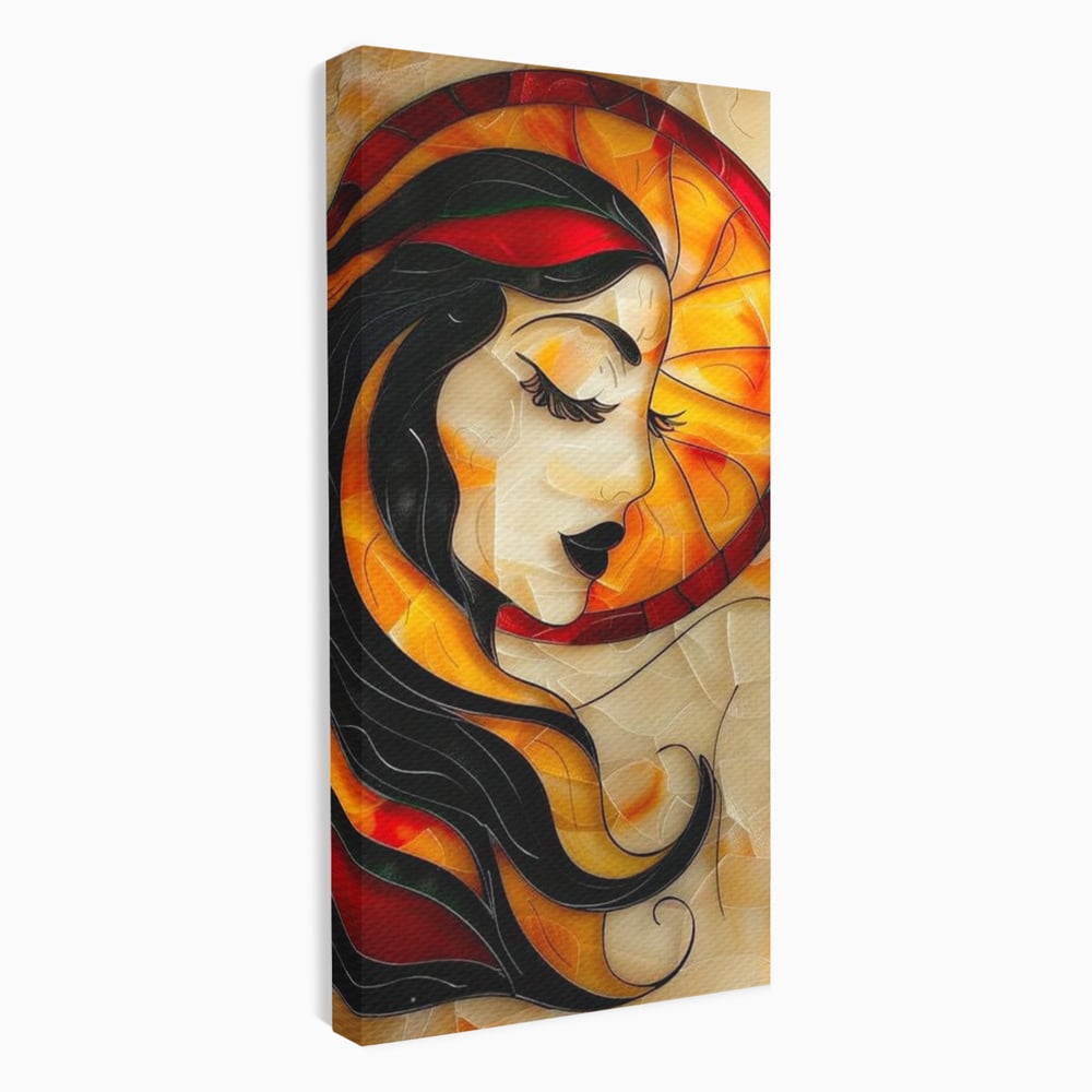Tablou Canvas Premium LuxCanva® G1042, Zeita din Vitraliu , Soare, Aurora, Vis, Stralucire, Contemporan, Gotic, Mister, Misticism, Living, Dormitor