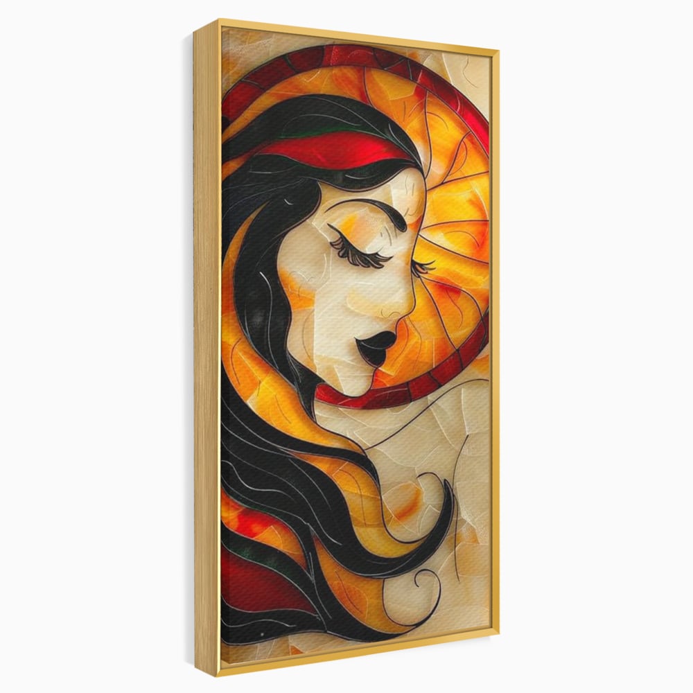 Tablou Canvas Premium LuxCanva® G1042, Zeita din Vitraliu , Soare, Aurora, Vis, Stralucire, Contemporan, Gotic, Mister, Misticism, Living, Dormitor
