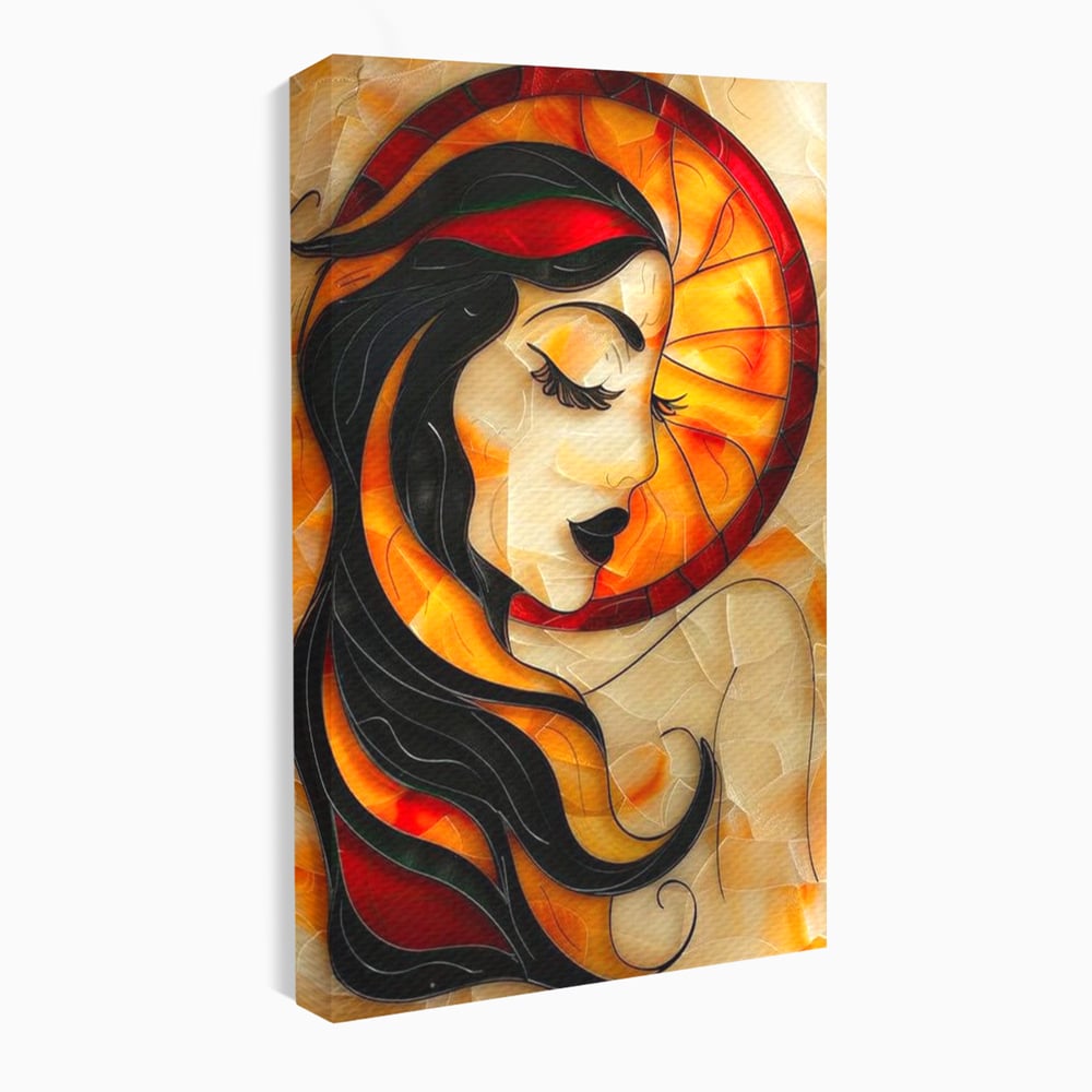 Tablou Canvas Premium LuxCanva® G1042, Zeita din Vitraliu , Soare, Aurora, Vis, Stralucire, Contemporan, Gotic, Mister, Misticism, Living, Dormitor
