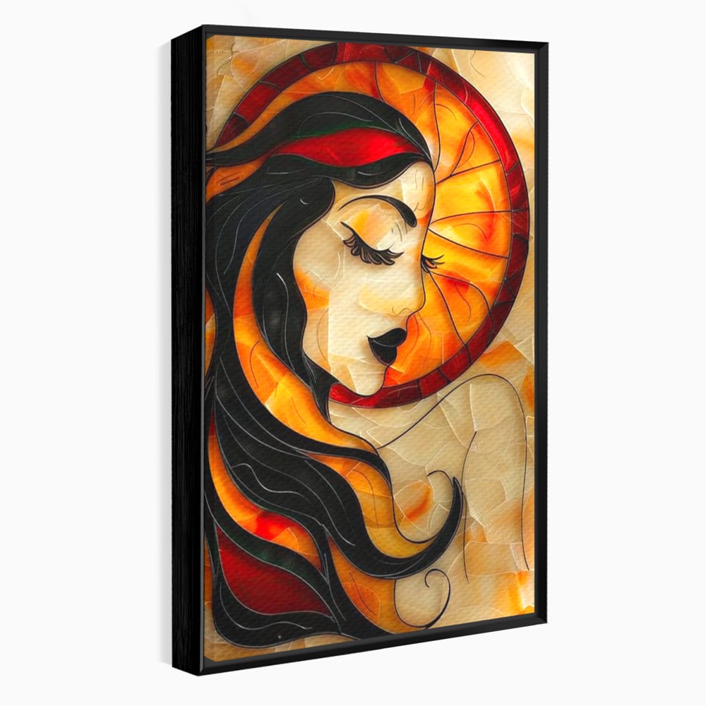 Tablou Canvas Premium LuxCanva® G1042, Zeita din Vitraliu , Soare, Aurora, Vis, Stralucire, Contemporan, Gotic, Mister, Misticism, Living, Dormitor