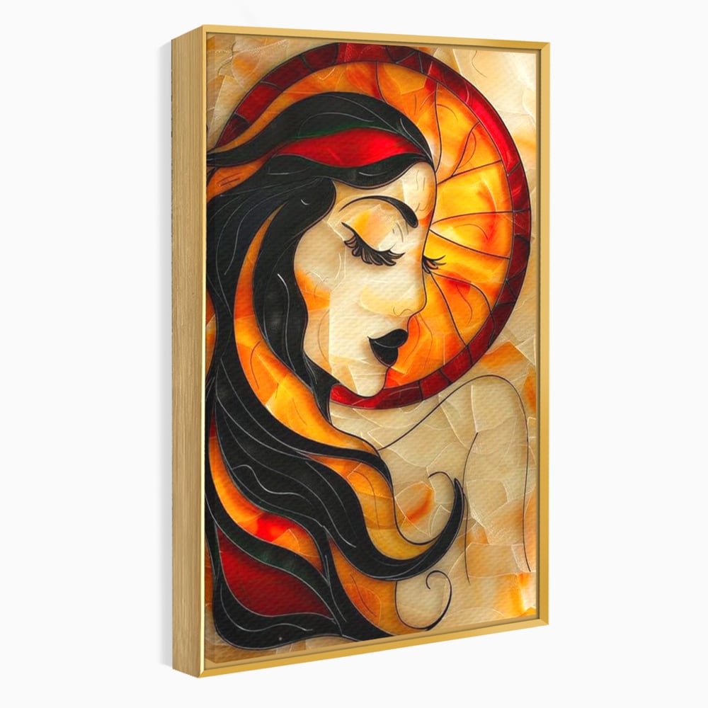 Tablou Canvas Premium LuxCanva® G1042, Zeita din Vitraliu , Soare, Aurora, Vis, Stralucire, Contemporan, Gotic, Mister, Misticism, Living, Dormitor