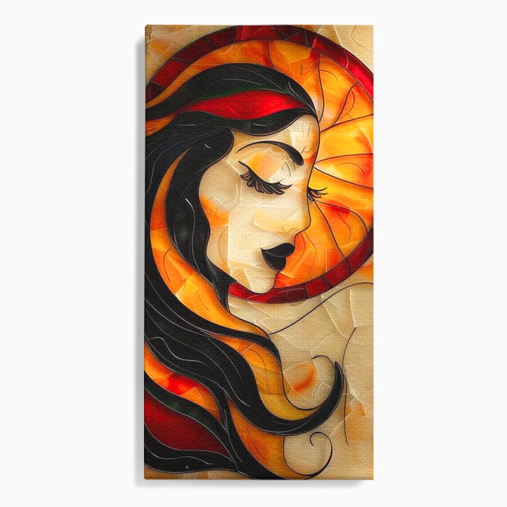 Tablou Canvas Premium LuxCanva® G1042, Zeita din Vitraliu , Soare, Aurora, Vis, Stralucire, Contemporan, Gotic, Mister, Misticism, Living, Dormitor