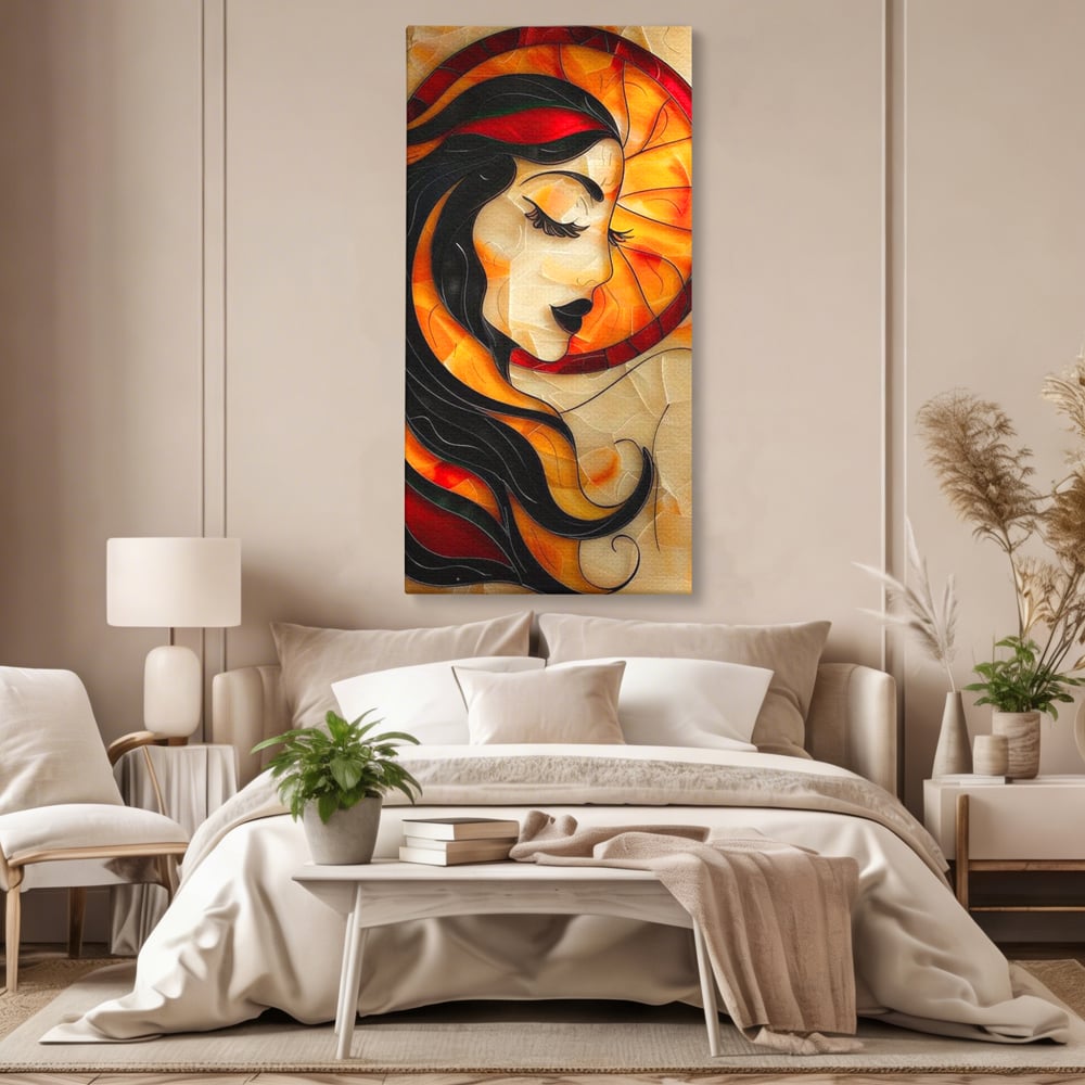Tablou Canvas Premium LuxCanva® G1042, Zeita din Vitraliu , Soare, Aurora, Vis, Stralucire, Contemporan, Gotic, Mister, Misticism, Living, Dormitor