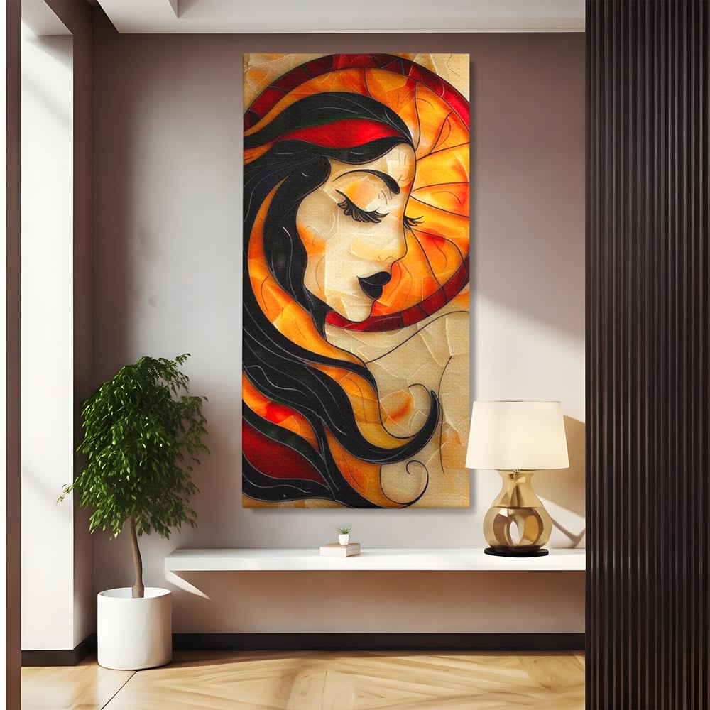 Tablou Canvas Premium LuxCanva® G1042, Zeita din Vitraliu , Soare, Aurora, Vis, Stralucire, Contemporan, Gotic, Mister, Misticism, Living, Dormitor