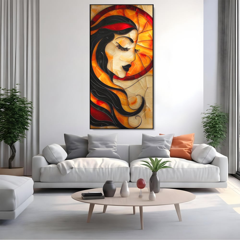 Tablou Canvas Premium LuxCanva® G1042, Zeita din Vitraliu , Soare, Aurora, Vis, Stralucire, Contemporan, Gotic, Mister, Misticism, Living, Dormitor