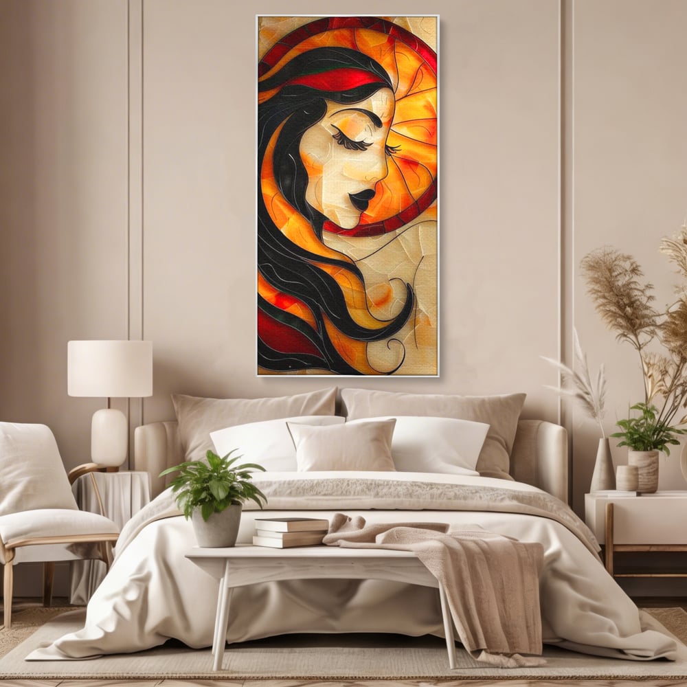 Tablou Canvas Premium LuxCanva® G1042, Zeita din Vitraliu , Soare, Aurora, Vis, Stralucire, Contemporan, Gotic, Mister, Misticism, Living, Dormitor