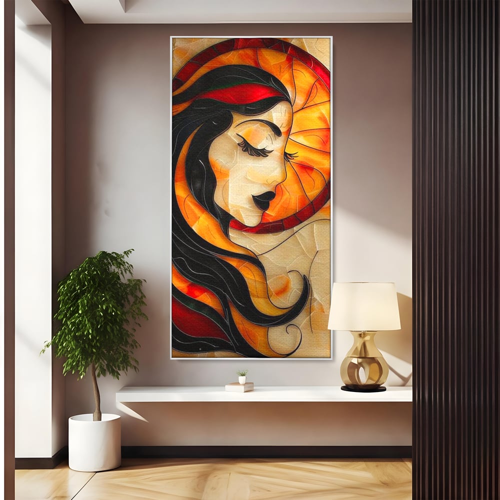 Tablou Canvas Premium LuxCanva® G1042, Zeita din Vitraliu , Soare, Aurora, Vis, Stralucire, Contemporan, Gotic, Mister, Misticism, Living, Dormitor