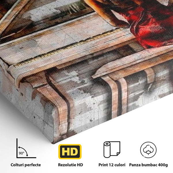 Tablou Canvas Premium LuxCanva® G1047, Pianista in Rosu