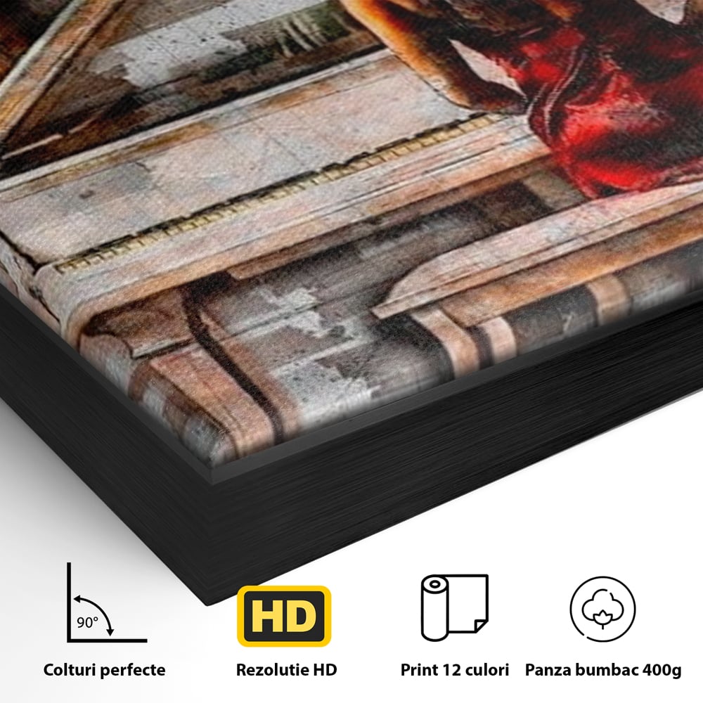 Tablou Canvas Premium LuxCanva® G1047, Pianista in Rosu