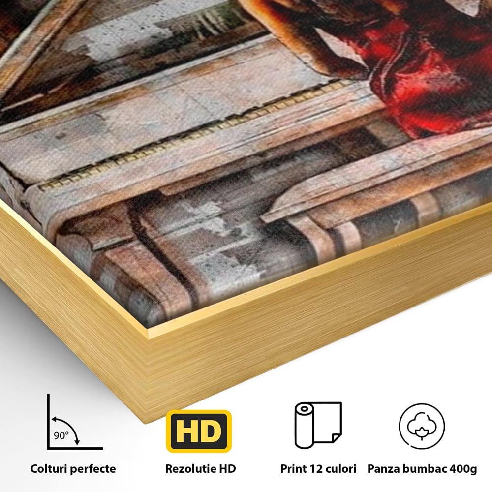 Tablou Canvas Premium LuxCanva® G1047, Pianista in Rosu