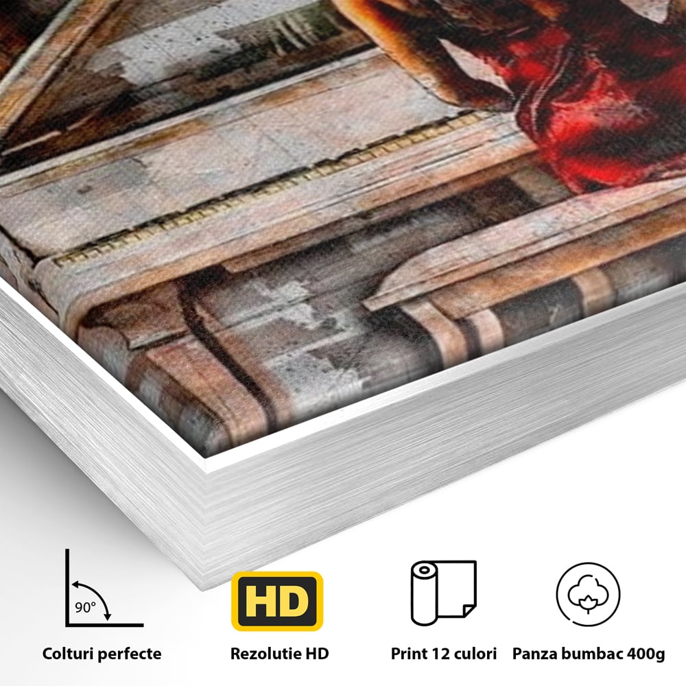 Tablou Canvas Premium LuxCanva® G1047, Pianista in Rosu