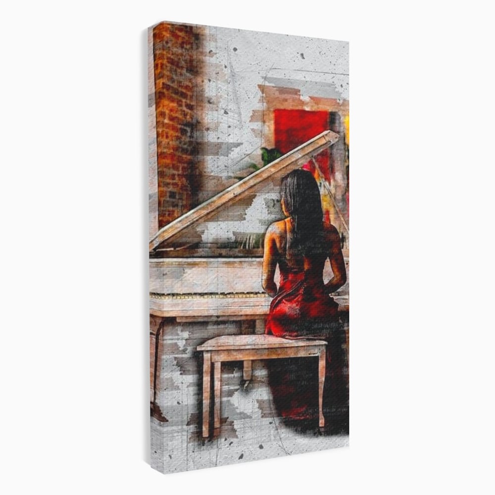 Tablou Canvas Premium LuxCanva® G1047, Pianista in Rosu