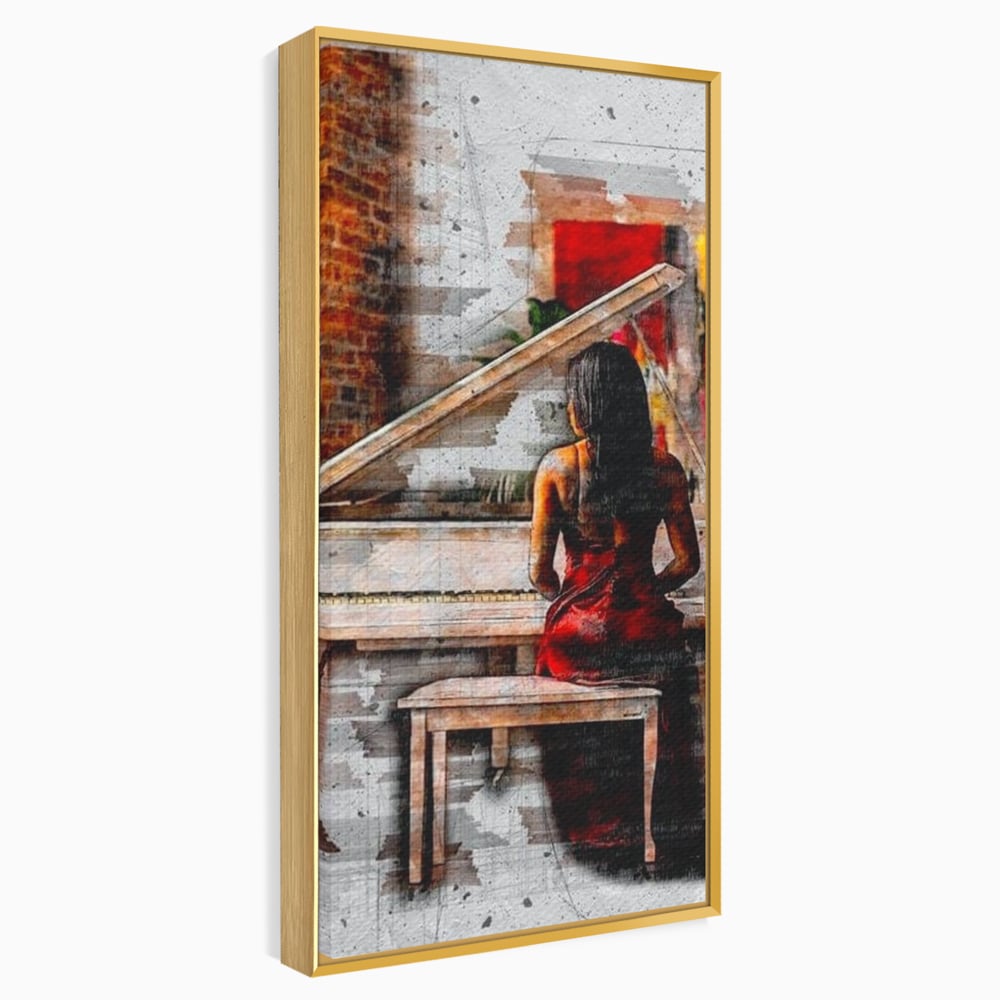 Tablou Canvas Premium LuxCanva® G1047, Pianista in Rosu