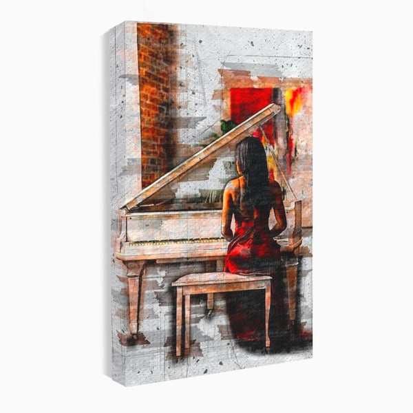Tablou Canvas Premium LuxCanva® G1047, Pianista in Rosu