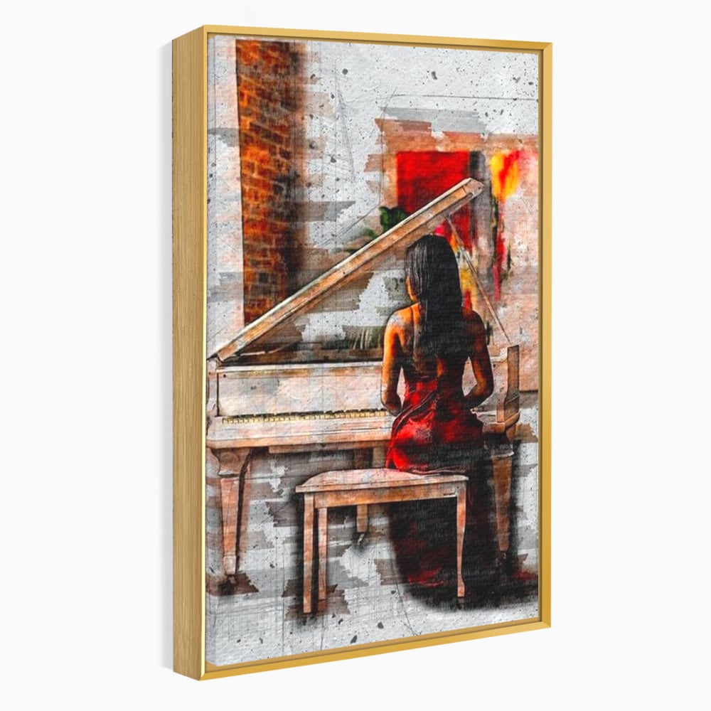 Tablou Canvas Premium LuxCanva® G1047, Pianista in Rosu