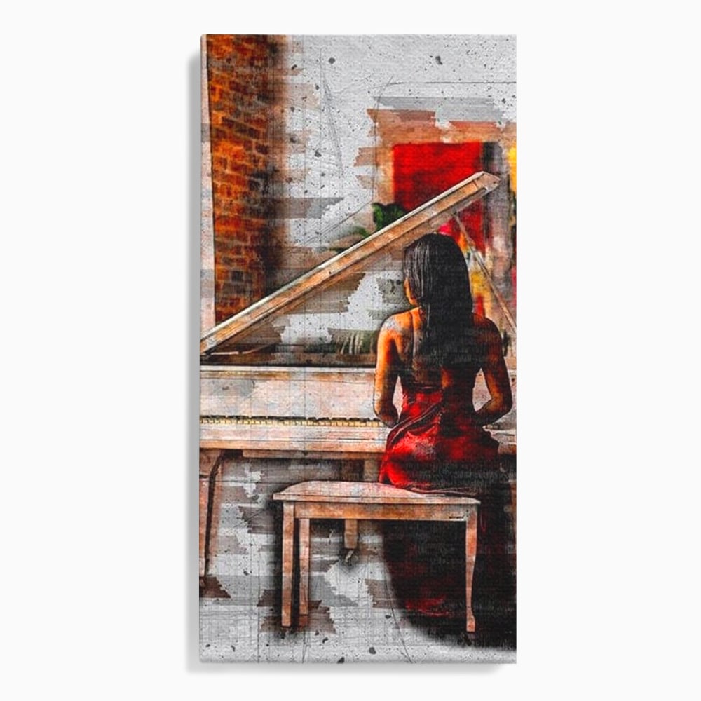 Tablou Canvas Premium LuxCanva® G1047, Pianista in Rosu