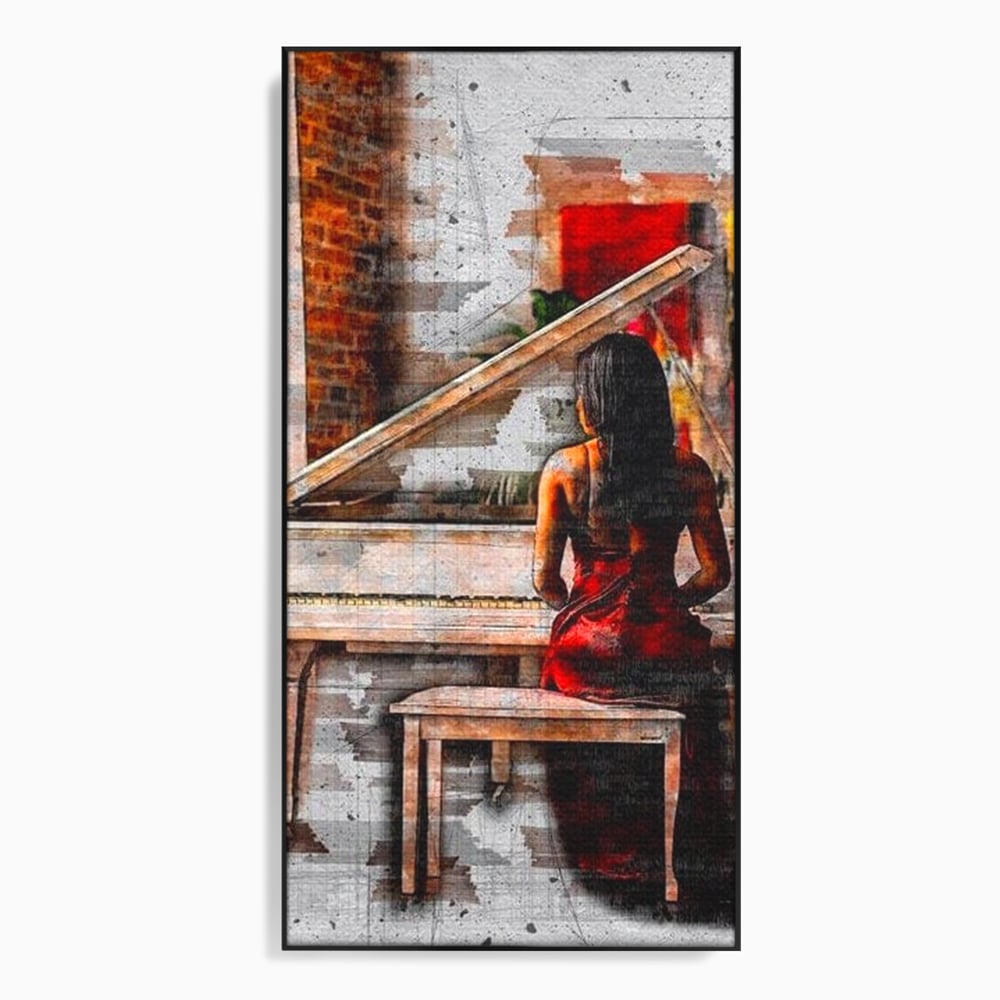 Tablou Canvas Premium LuxCanva® G1047, Pianista in Rosu