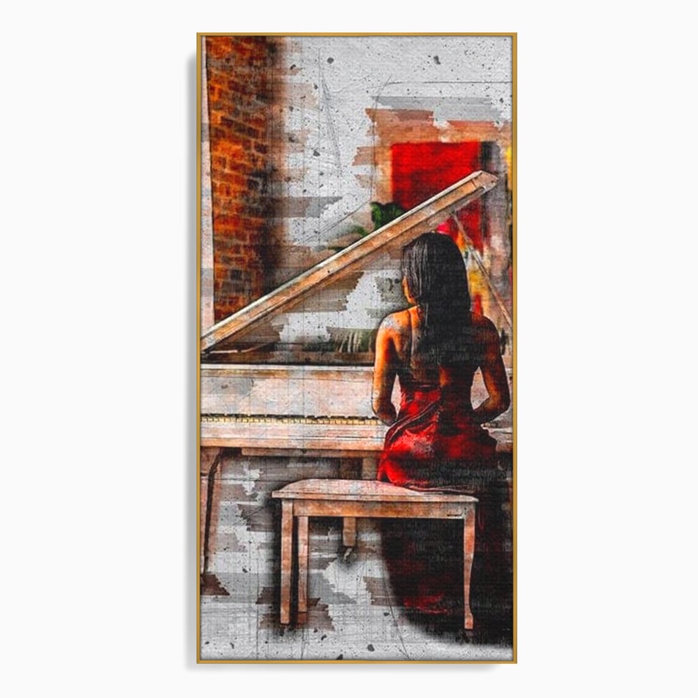 Tablou Canvas Premium LuxCanva® G1047, Pianista in Rosu