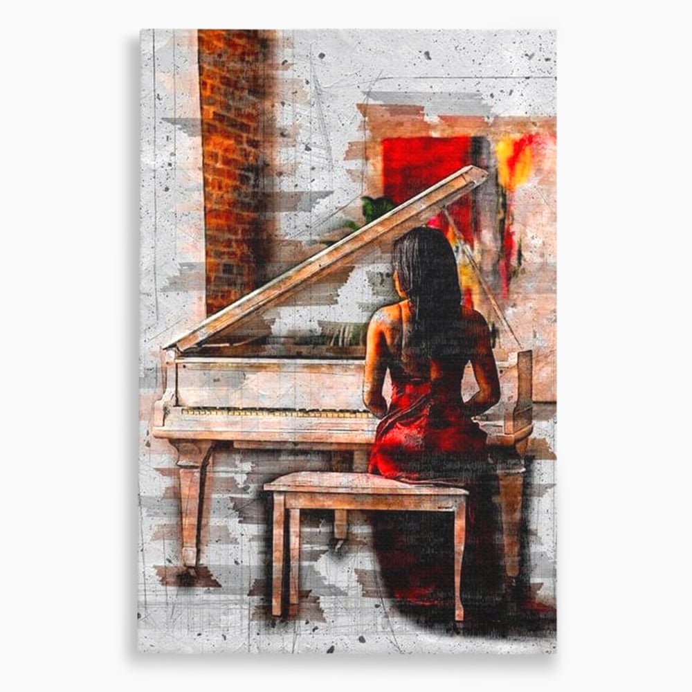 Tablou Canvas Premium LuxCanva® G1047, Pianista in Rosu