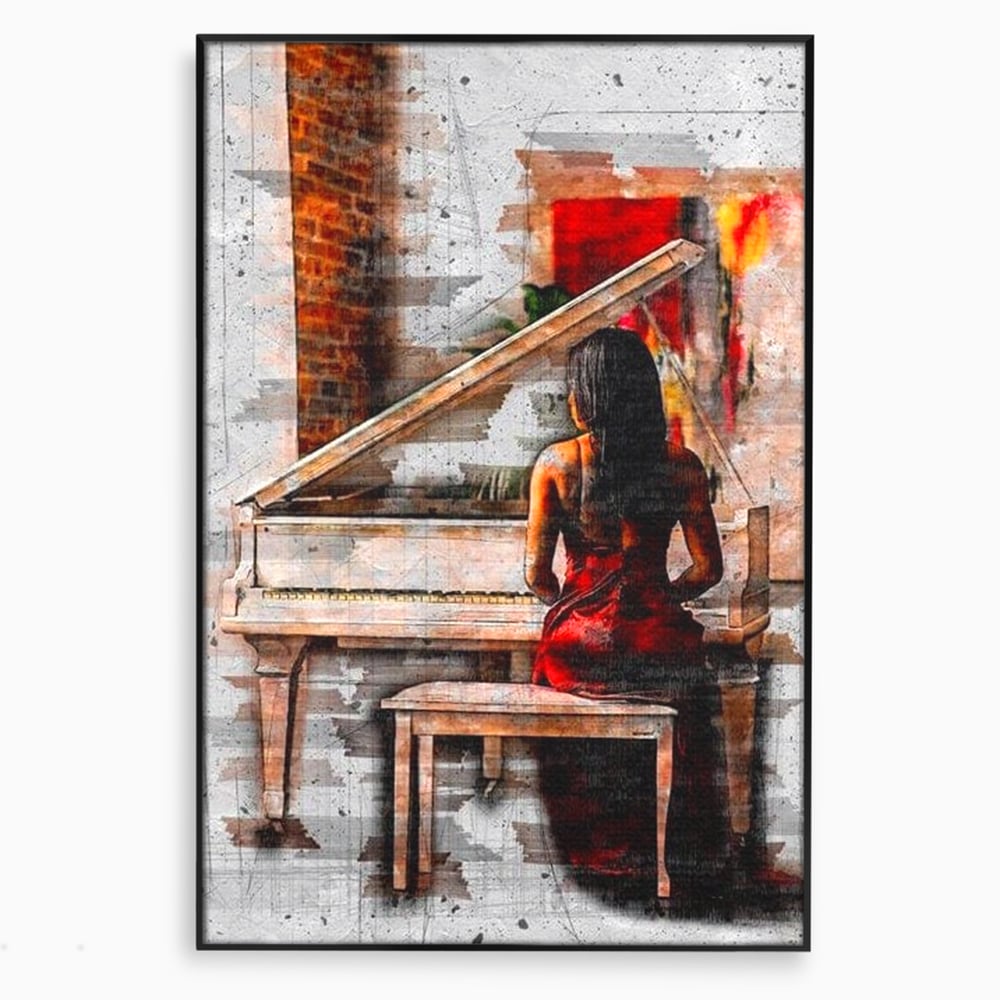 Tablou Canvas Premium LuxCanva® G1047, Pianista in Rosu