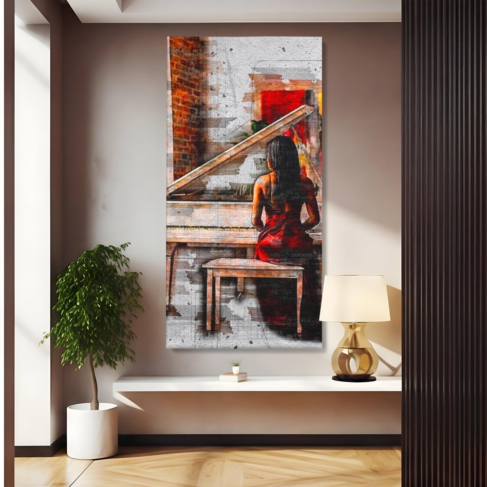 Tablou Canvas Premium LuxCanva® G1047, Pianista in Rosu