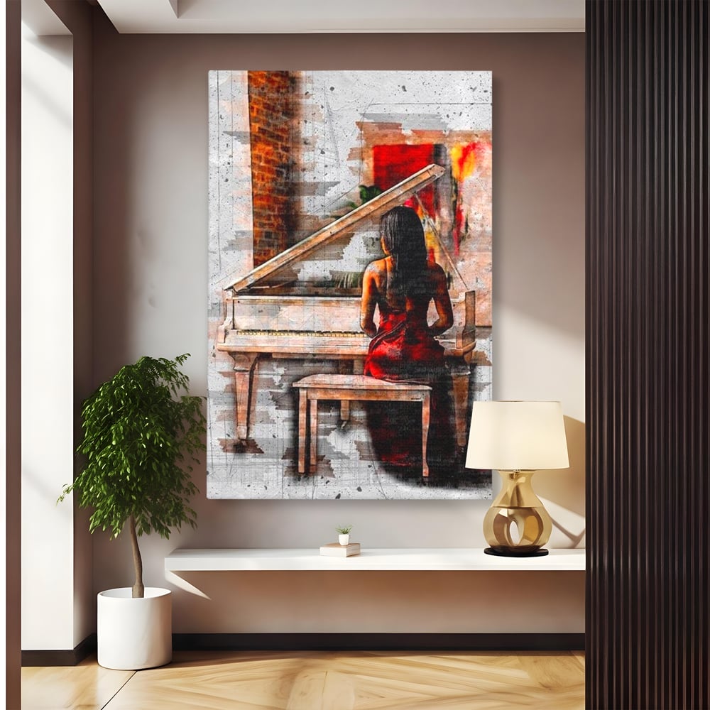 Tablou Canvas Premium LuxCanva® G1047, Pianista in Rosu
