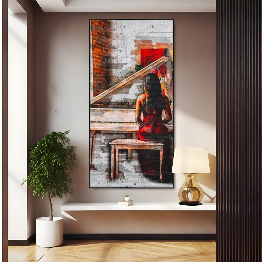 Tablou Canvas Premium LuxCanva® G1047, Pianista in Rosu