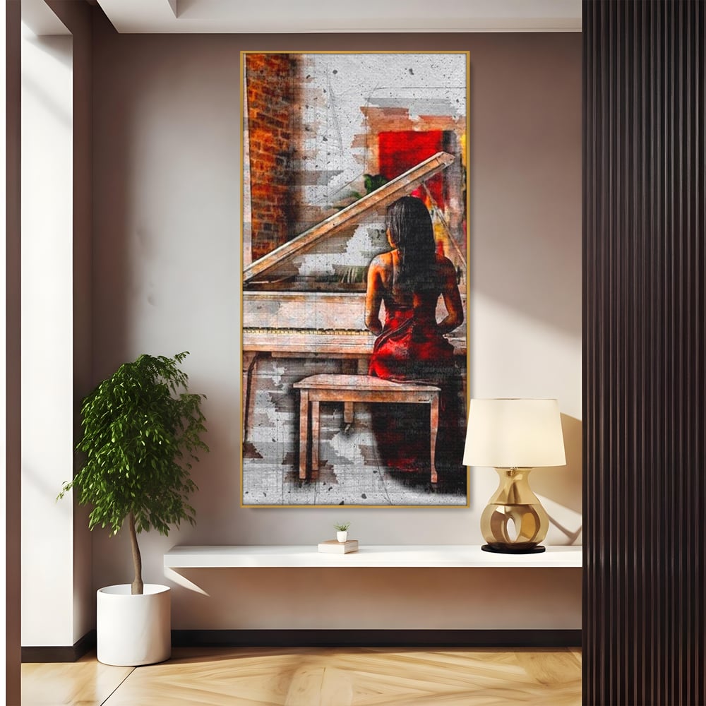 Tablou Canvas Premium LuxCanva® G1047, Pianista in Rosu