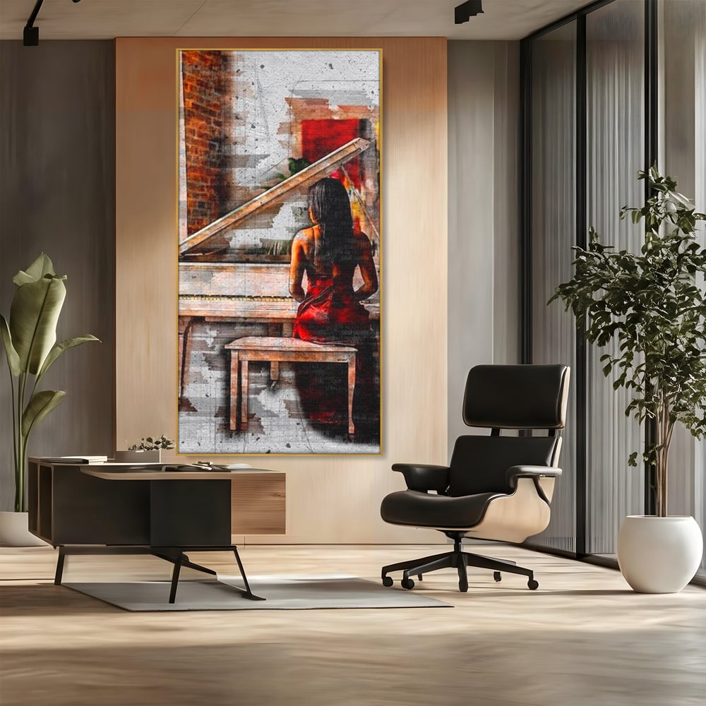Tablou Canvas Premium LuxCanva® G1047, Pianista in Rosu