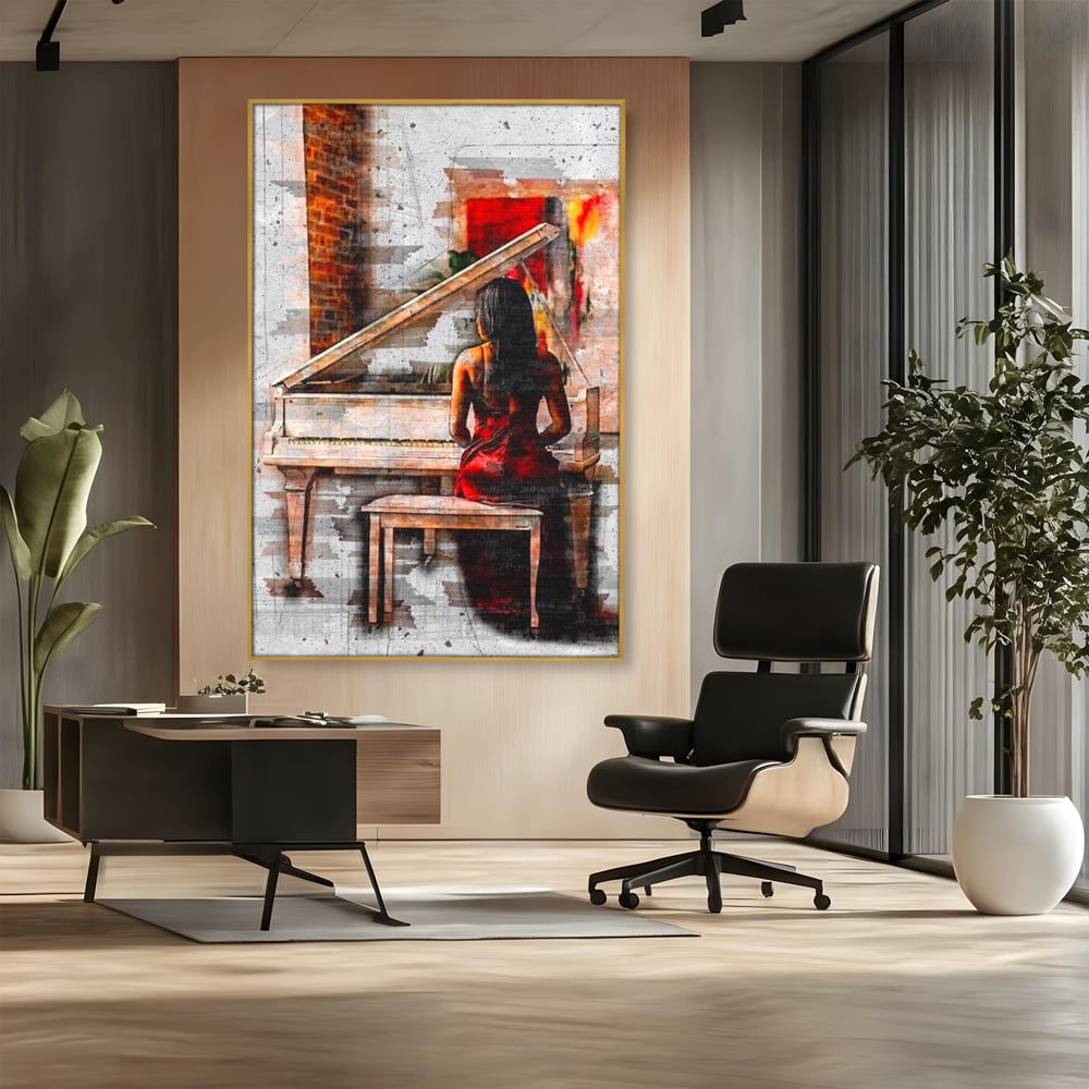 Tablou Canvas Premium LuxCanva® G1047, Pianista in Rosu