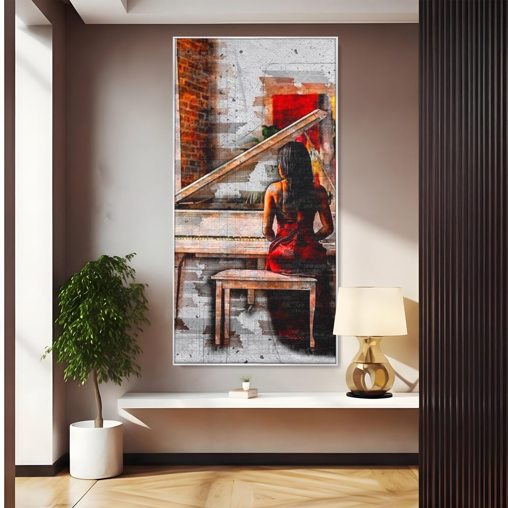 Tablou Canvas Premium LuxCanva® G1047, Pianista in Rosu