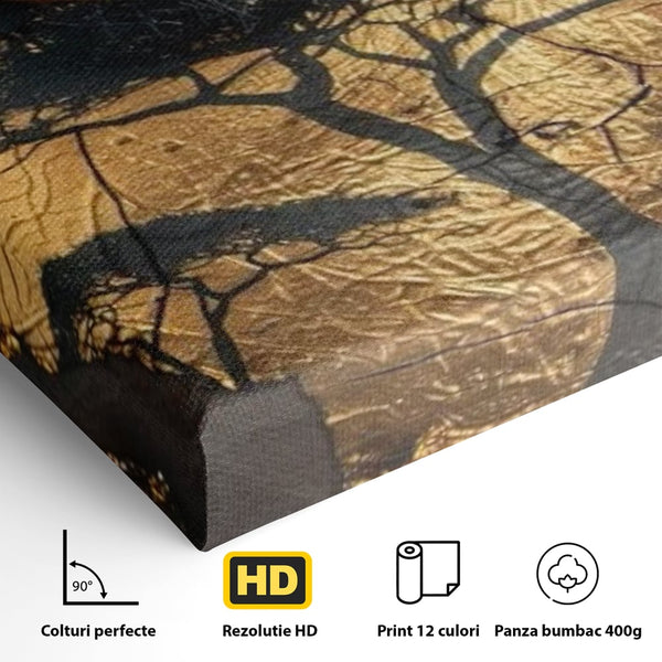 Tablou Canvas Premium, LuxCanva® G1048, Ochii Pamantului,  Privire, Pamant, Radacini, Aur, Arbore, Natura, Living, Dormitor, Culori Vibrante